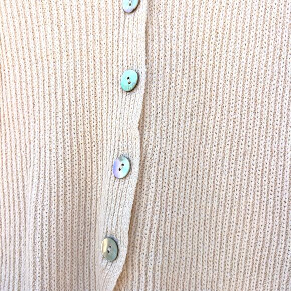 Zara V-Neck Knit Vest Cardigan Top Ecru Cream Large Preppy Cottagecore - Picture 8 of 10